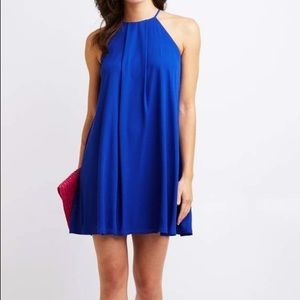 Bib Neck Shift Dress cobalt